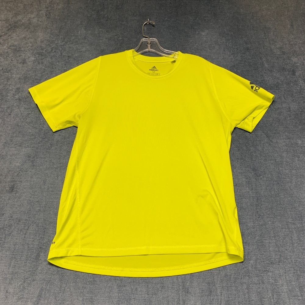 Adidas Freelift Primegreen T-Shirt Mens Medium Fluorescent Yellow Raglan Sleeve
